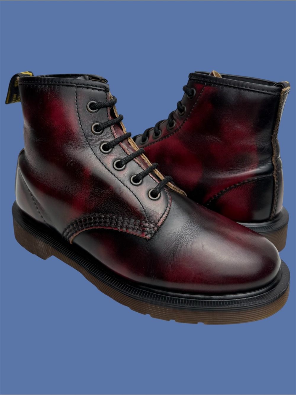 Vintage Dr. Martens Oxblood Red Black Rub Off Boots UK 4
